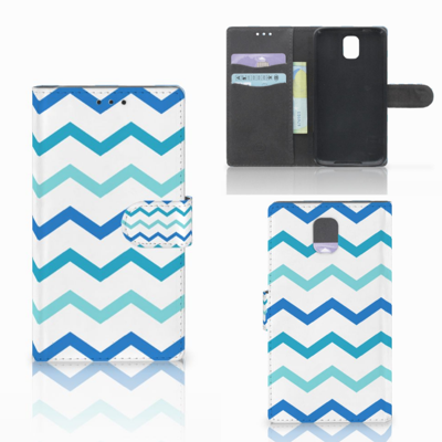 Samsung Galaxy Note 3 Telefoon Hoesje Zigzag Blauw