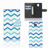 Samsung Galaxy Note 3 Telefoon Hoesje Zigzag Blauw - thumbnail