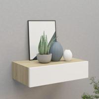 Wandschap met lade 40x23,5x10 cm MDF eikenkleurig en wit - thumbnail