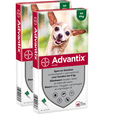 Advantix 40/200 voor honden tot 4 kg 2 x 6 pipetten
