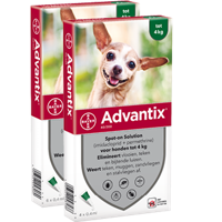 Advantix 40/200 voor honden tot 4 kg 2 x 6 pipetten - thumbnail