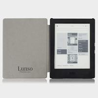 Lunso - Kobo Aura H2o edition 1 hoes (6.8 inch) - Vegan Saffiano Leren sleep cover - Zwart - thumbnail