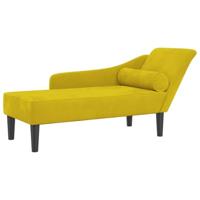 Chaise longue met kussens fluweel geel - thumbnail