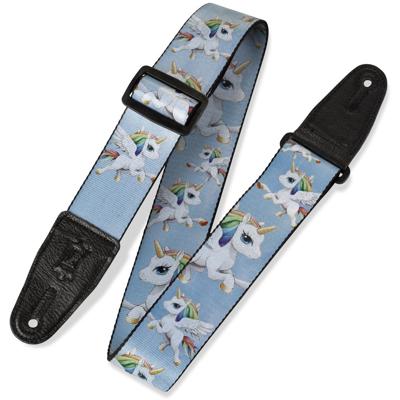 Levys Leathers MPS2-132 polyester gitaarband met print - eenhoorns Levys Leathers MPS2-132 polyester gitaarband met print - eenhoorns