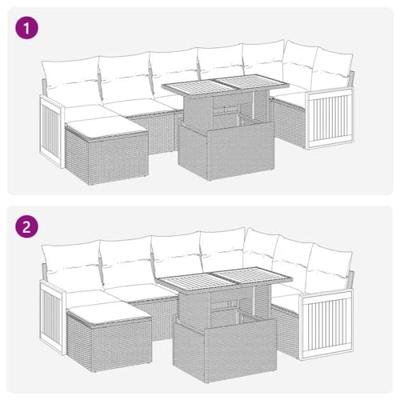 8-delige Loungeset met kussens poly rattan acacia bruin