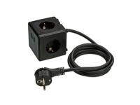 TRONIC Kubus-stekkerdoos met USB-aansluitingen (Zwart) - thumbnail