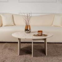 Salontafel - MOIRA - Rond - Travertin marmer effect - 90 x 90 x 41 cm - thumbnail