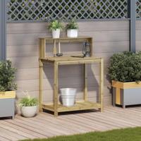 Oppottafel met schappen 82,5x50x109,5 cm gempregneerd hout - thumbnail