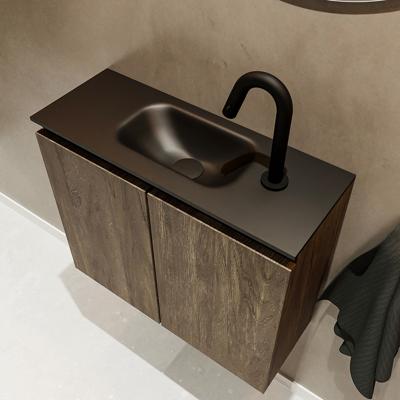 MONDIAZ TURE 60cm toiletmeubel dark brown. EDEN wastafel urban midden 1 kraangat