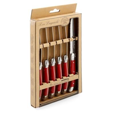 Messen Set Lou Laguiole Rustic Vleeswaren Rood Metaal 6 Stuks