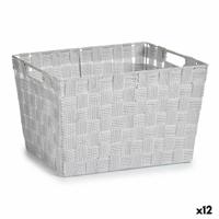 Wasmand Kipit Wit Polyester Stof Vlechten 10 L 35 x 20 x 25 cm 25 x 20 x 35 cm (12 Stuks) - thumbnail