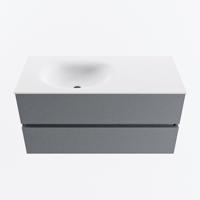 MONDIAZ VICA 100cm badmeubel onderkast Plata 2 lades. Wastafel MOON links 1 kraangat, kleur Talc. - thumbnail