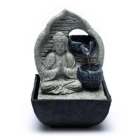Biddende Boeddha Waterfontein Grijs (13.3 x 13.3 x 20 cm) - thumbnail