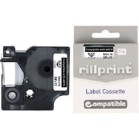 Rillprint compatible D1 tape voor Dymo 40910, 9 mm, zwart op transparant - thumbnail