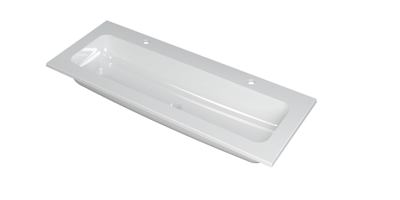 INK Faktor Wastafel Polystone Centraal met 2 Kraangaten - 1200x450x15 mm - Glans Wit