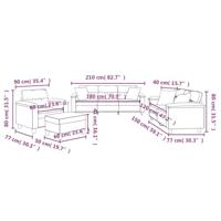 4-delige Loungeset met kussens microvezelstof lichtgrijs - thumbnail