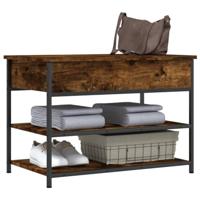 Schoenenbankje 70x42,5x50 cm bewerkt hout gerookt eikenkleurig - thumbnail