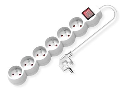 VALUE 6voudige stekkerdoos UTE, met aan/uit schakelaar, wit, 1,5 m