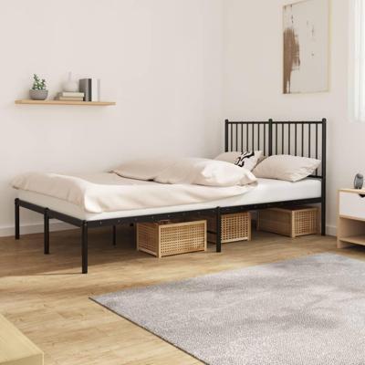Bedframe met hoofdbord metaal zwart 120x190 cm Bedframe met hoofdbord metaal zwart 120x190 cm