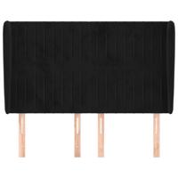 Hoofdbord met randen 147x23x118/128 cm fluweel zwart - thumbnail