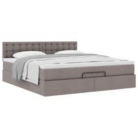 Ottoman bed met matras 200x200 cm stof taupe - thumbnail