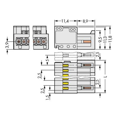 WAGO 733-202 Male behuizing (kabel) 733 Totaal aantal polen: 2 Rastermaat: 2.50 mm Inhoud: 200 stuk(s)