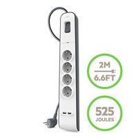 Belkin Spanningsbeveiliger met 4 stopcontacten en 2 USB-poorten stekkerdoos - thumbnail