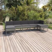 7-delige Loungeset met kussens poly rattan grijs - thumbnail