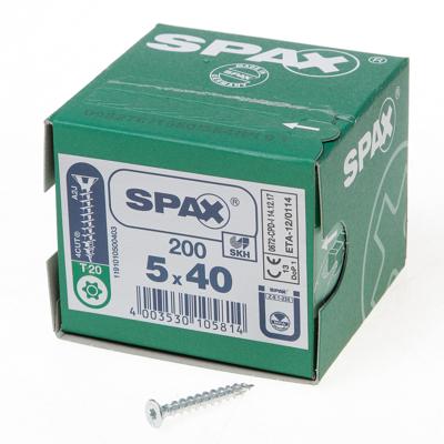 200 Spax schroeven 5x40mm voldraad verzonken kop T20