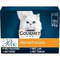 Gourmet Perle Mini Filets in saus met kalkoen, eend, tonijn, lam natvoer kat 40 x 85 g - thumbnail