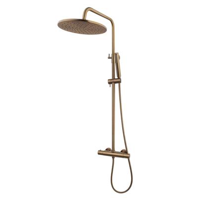Wiesbaden Opbouw Thermostatische Regendoucheset Caral Geborsteld Brons Koper