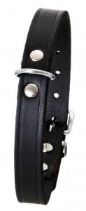 Lederen honden halsband zwart - 70 cm x 25 mm