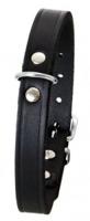 Lederen honden halsband zwart - 70 cm x 25 mm - thumbnail