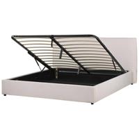 Beliani-LAVAUR-Bed met opbergruimte-Gebroken wit-180 x 200 cm-Fluweel - thumbnail