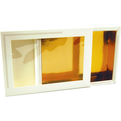 Chocoladeletterdoos | karton + PET | 196x141x38mm | Sinterklaas | wit/goud | 48 stuks