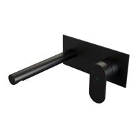 Inbouw Wastafelmengkraan Brauer Black Edition Coldstart Rechte Uitloop Platte Hendel Rechts Mat Zwart Met Afdekplaat - thumbnail