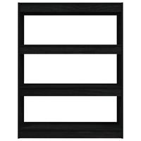 Boekenkast/kamerscherm 100x30x103 cm massief grenenhout zwart - thumbnail