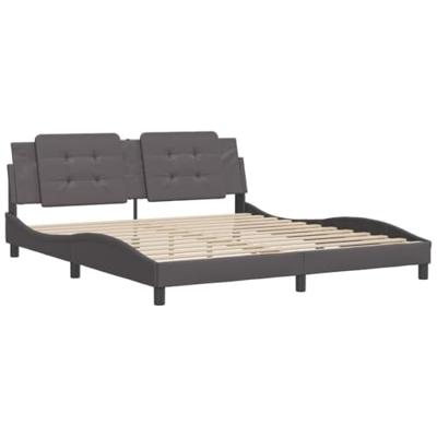 Bedframe met hoofdbord kunstleer grijs 180x200 cm