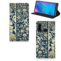 Huawei P30 Lite New Edition Smart Cover Beige Flowers - thumbnail