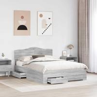 Bedframe met hoofdeinde Grijs Sonoma 140 x 190 cm Bewerkt hout - thumbnail