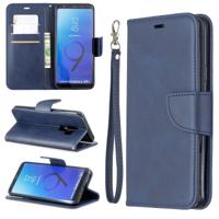 Retro Lambskin Texture Pure Color Horizontal Flip PU Leather Case for Galaxy S9 Plus with Holder & Card Slots & Wallet & Lanyard(Blue) - thumbnail