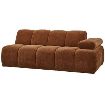 Woood Mojo 2-zits bank arm rechts ribstof Roestbruin