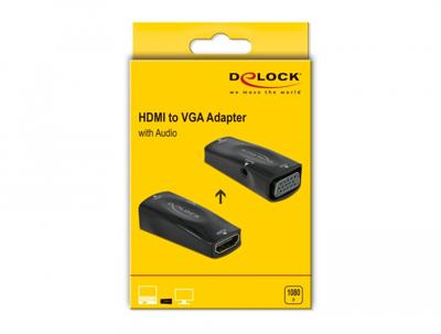 Delock 66560 Adapter HDMI-A female naar VGA female 1080p met audio Delock 66560 Adapter HDMI-A female naar VGA female 1080p met audio