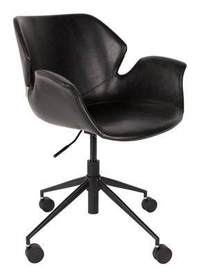 Zuiver Bureaustoel 'Nikki' PU leer, kleur Zwart