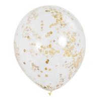 Haza Witbaard confetti ballonnen goud, 6st. - thumbnail