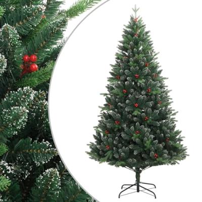 Kunstkerstboom met scharnieren en rode bessen 210 cm
