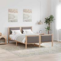 Bedframe met hoofdeinde Taupe 135 x 190 cm Stof - thumbnail