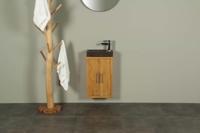 Fonteinmeubel Hout Manuk 38 cm Hangend Hardsteen Massief Teakhout - thumbnail