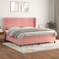 Boxspring met matras fluweel roze 200x200 cm - thumbnail