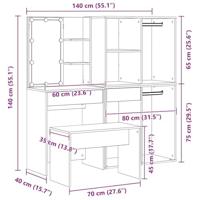 Kaptafelset met LED Zwart Eiken Gefabriceerd Hout - thumbnail